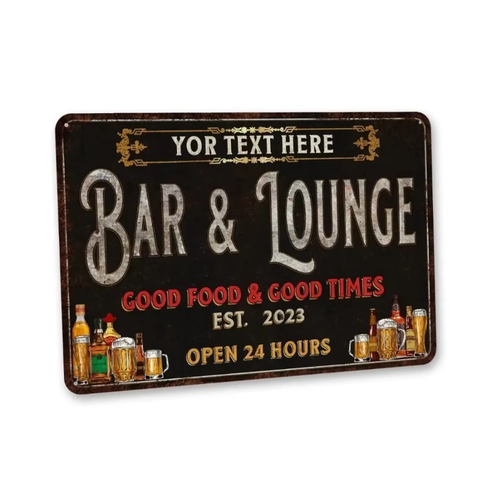 Home Bar Lounge - Targa da parete in metallo personalizzata